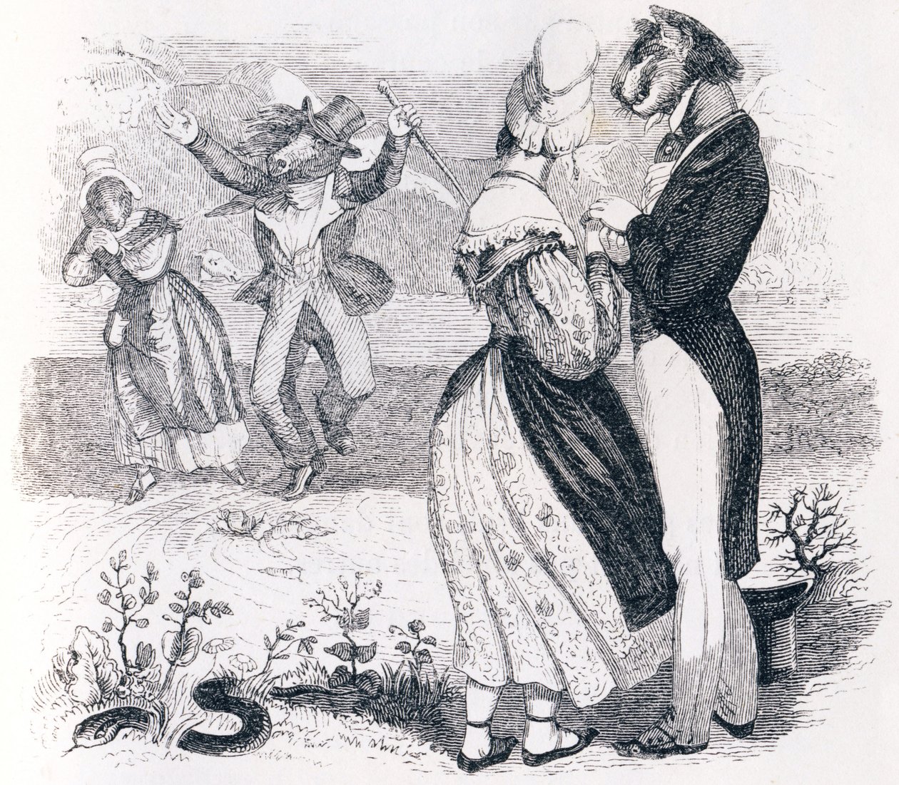 El torrente y el río - Fábulas de La Fontaine de Grandville