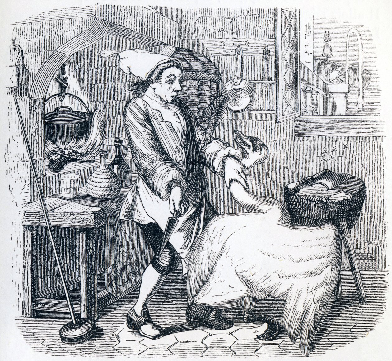 El cisne y el cocinero - Fábulas de La Fontaine de Grandville