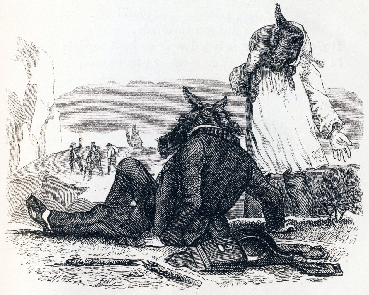 Los dos mulos - Fábulas de La Fontaine de Grandville