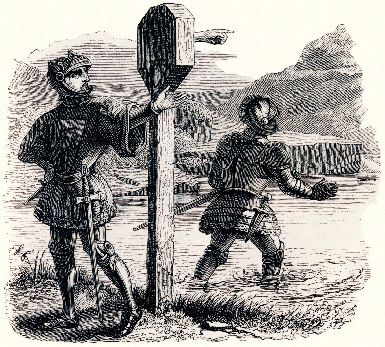 Los dos aventureros y el talismán (Les deux aventuriers et le talisman) - Fábulas de La Fontaine de Grandville