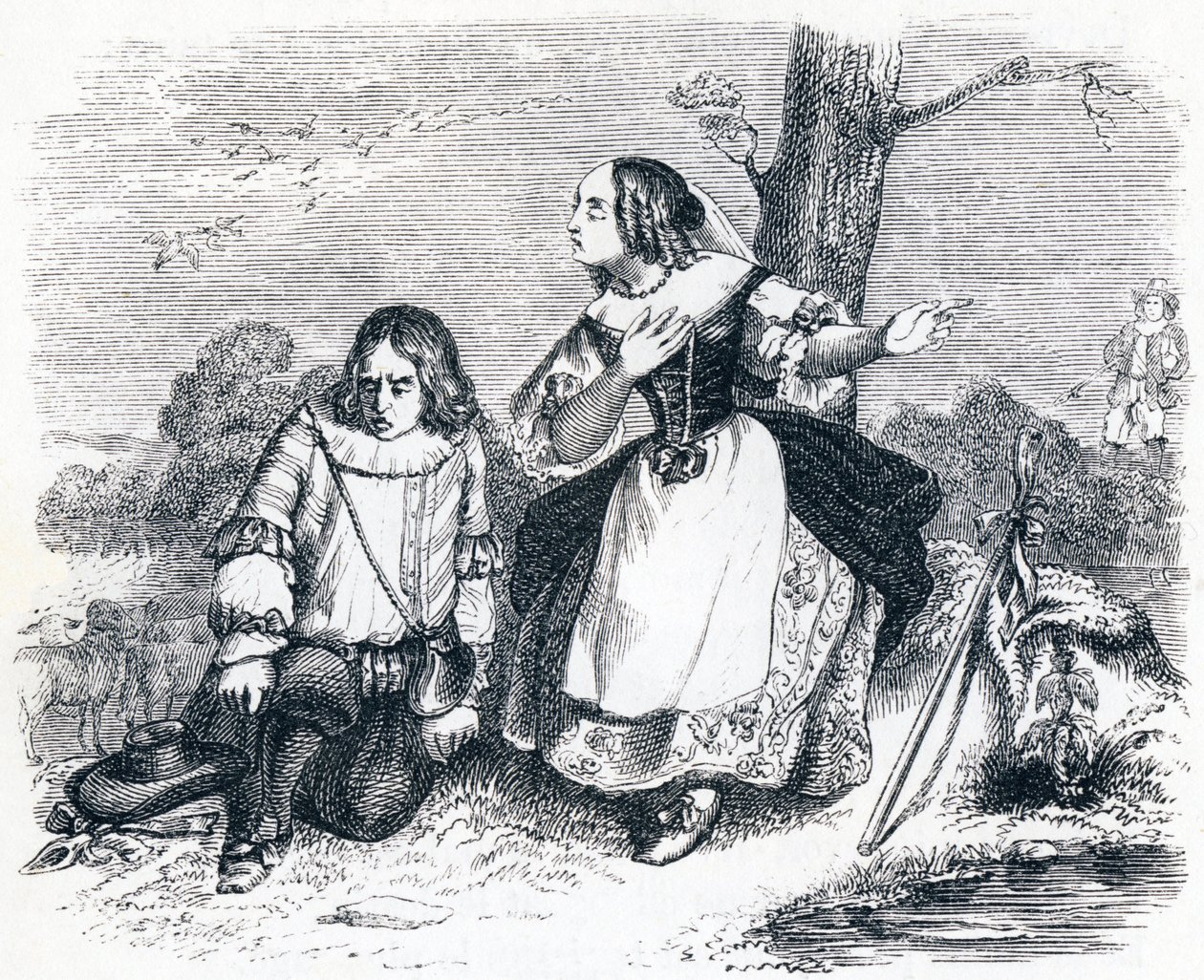 Tircis y Amarante - Fábulas de La Fontaine de Grandville