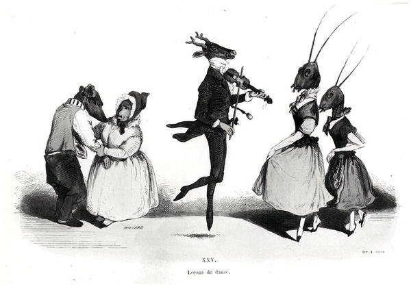 Un par de perros, de la serie Les Metamorphoses du Jour de Grandville