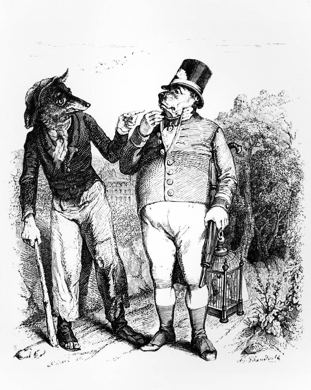 El perro y el lobo, ilustración para 