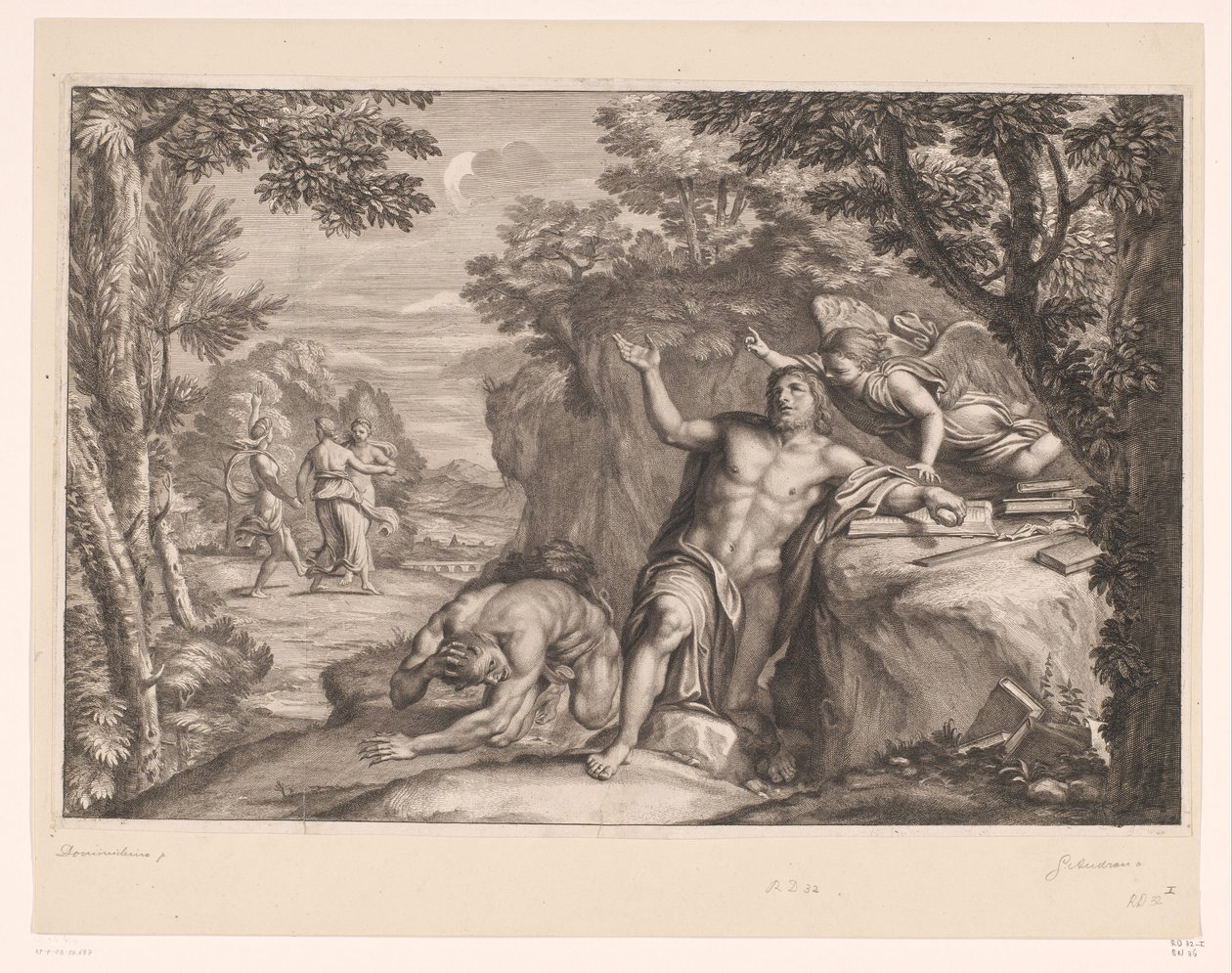 Tentación de Jerónimo en el desierto de Gérard Audran