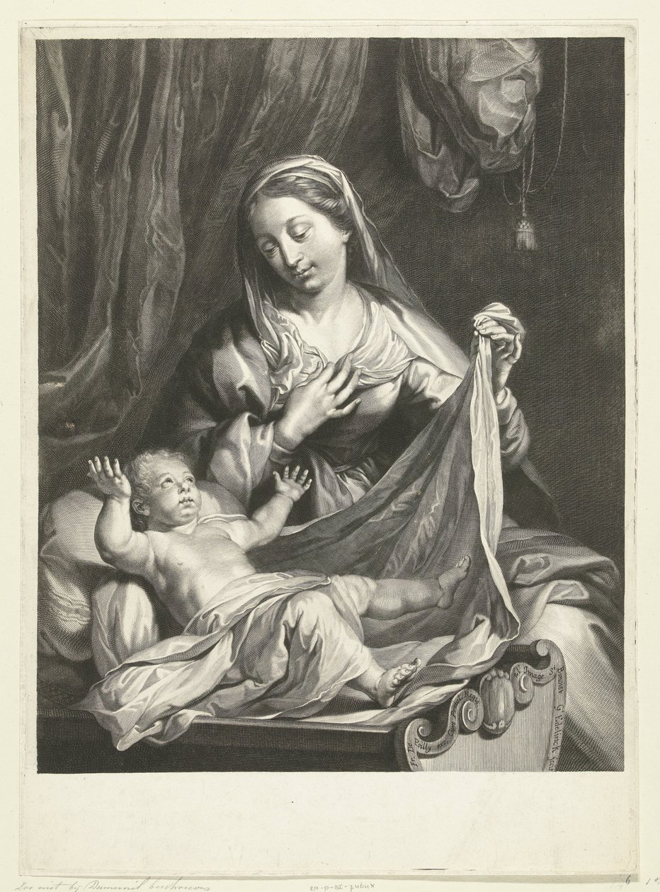 María con el Niño Jesús en el pesebre de Gérard Edelinck