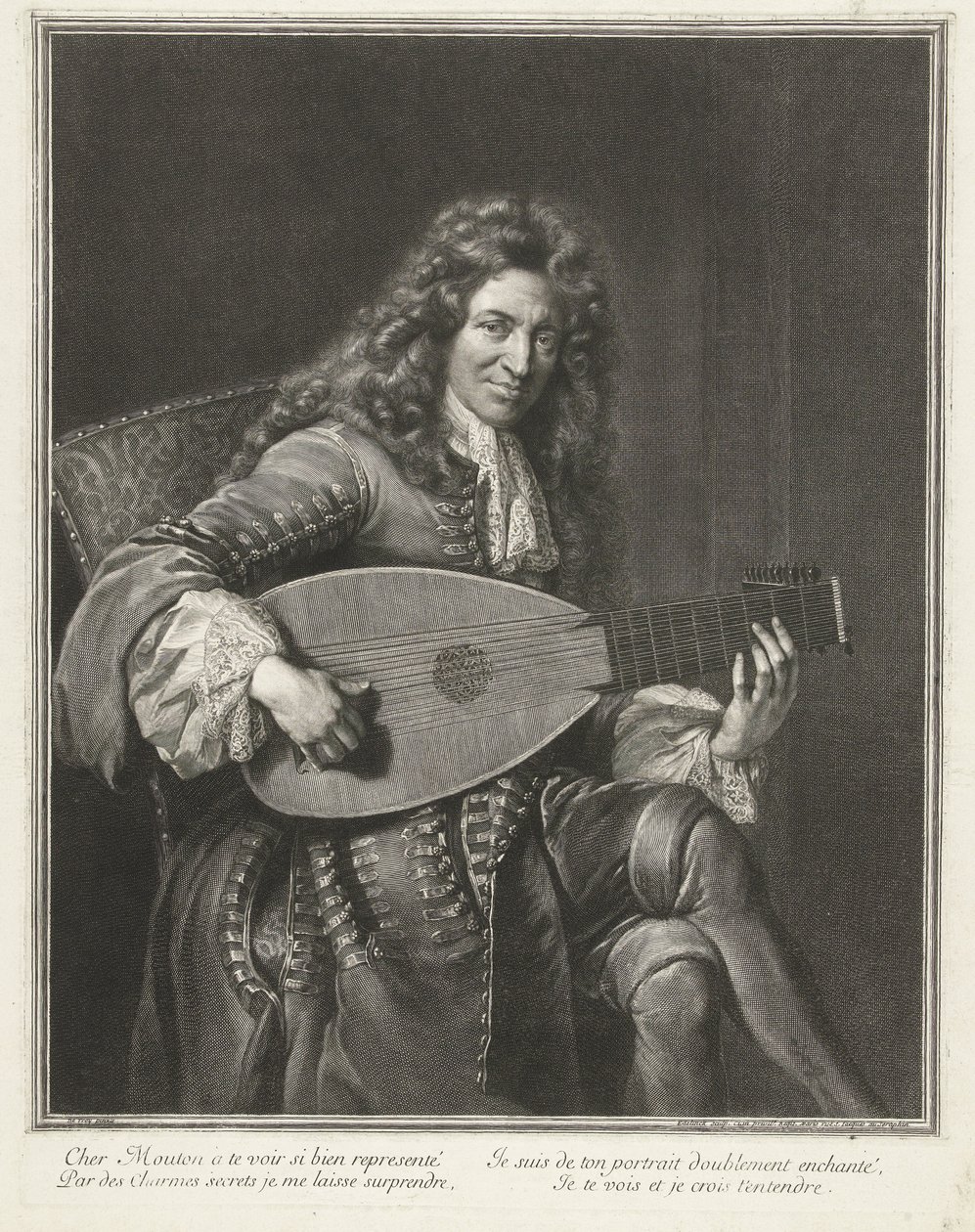 Retrato del Compositor Charles Mouton (c.1626-1710) de Gérard Edelinck