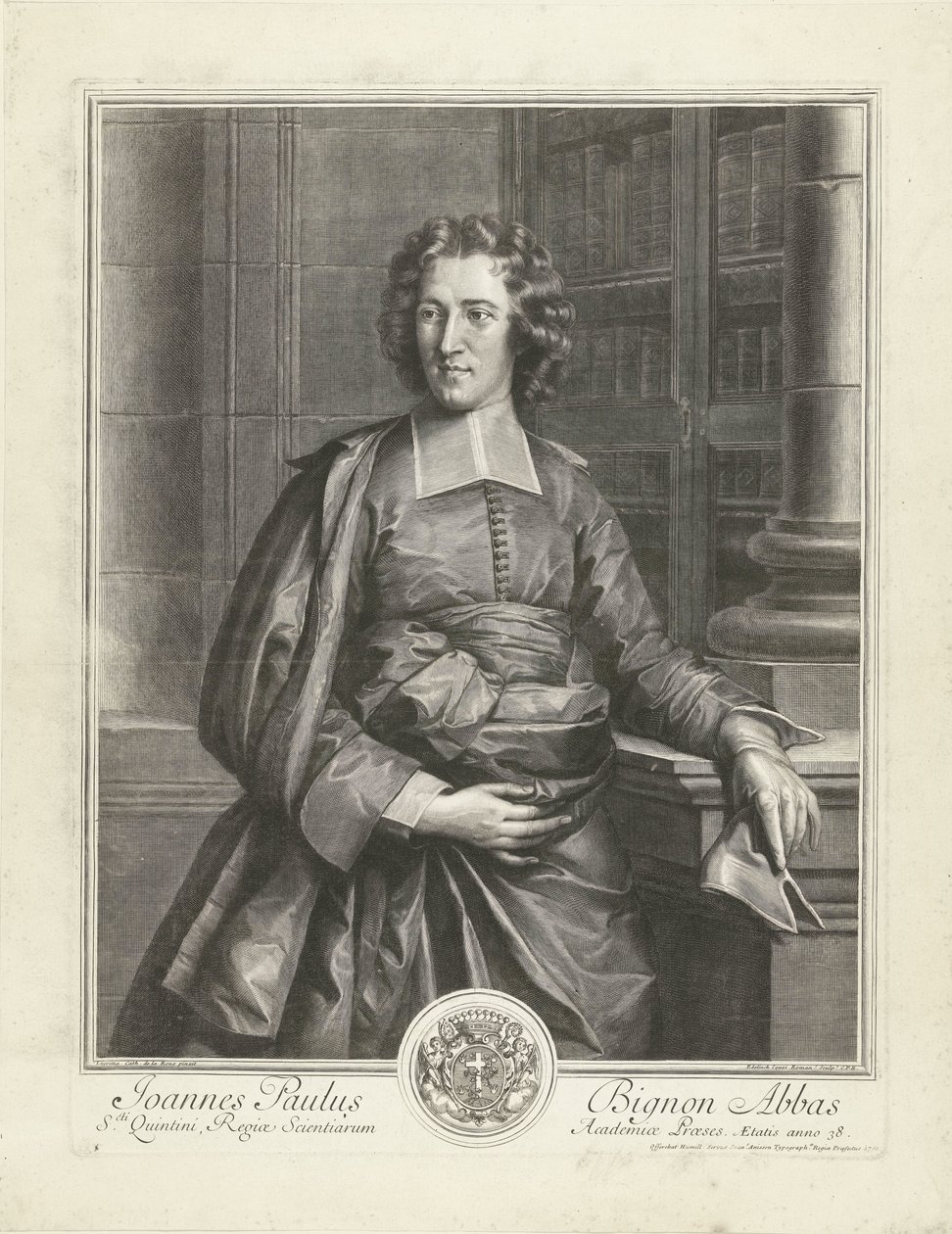 Retrato de Jean Paul Bignon Joannes Paulus Bignon Abbas (título sobre el objeto) de Gérard Edelinck