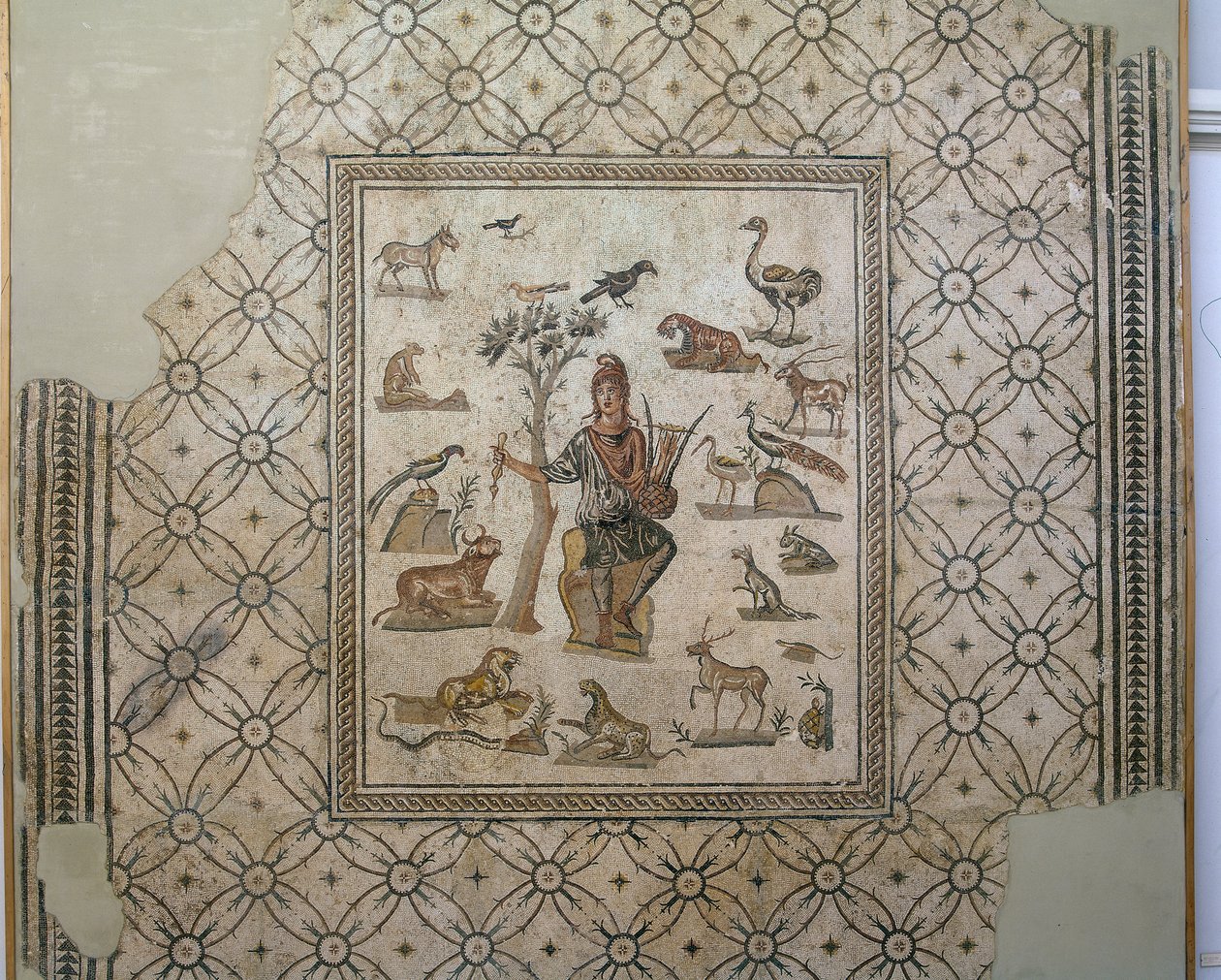 Orfeo rodeado de animales, mosaico policromado de Greco Roman Greco Roman