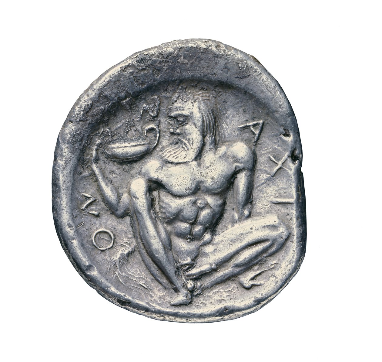 Moneda de plata griega antigua de Naxos, 460 a.C. de Greek