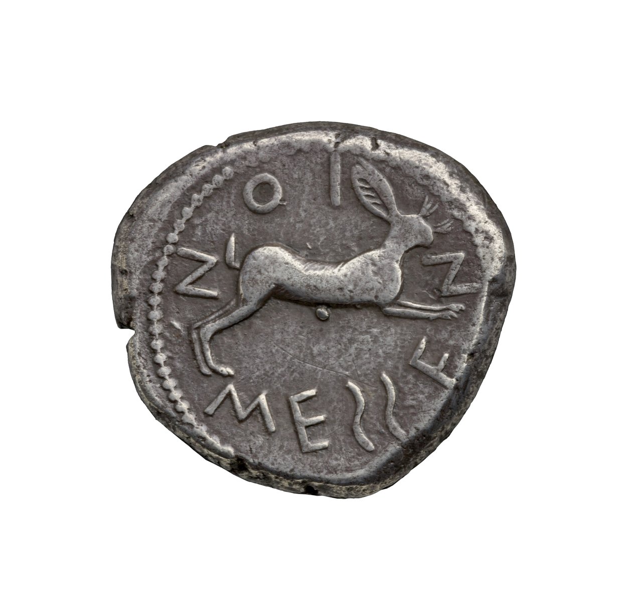 Moneda de plata griega antigua de Zankle-Messana, 480 a.C. de Greek
