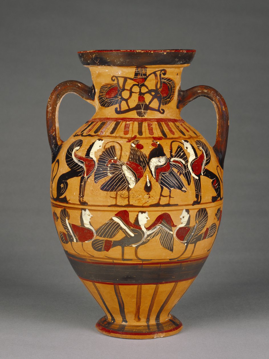 Ánfora tirrena de figuras negras áticas atenienses 575-50 a.C. de Greek