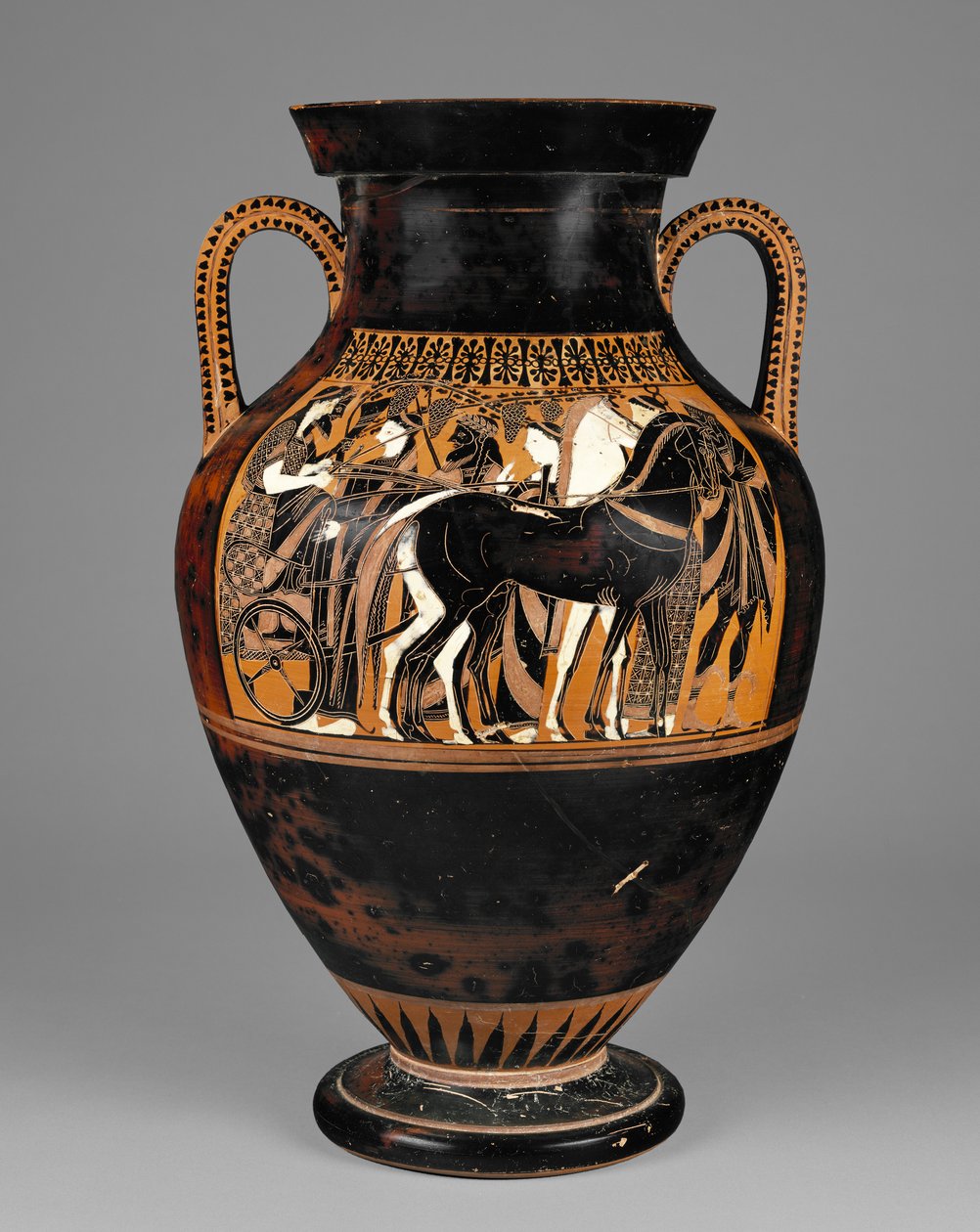 Ánfora ática de figuras negras con Dionisio y Ariadna, 540-30 a.C. de Greek