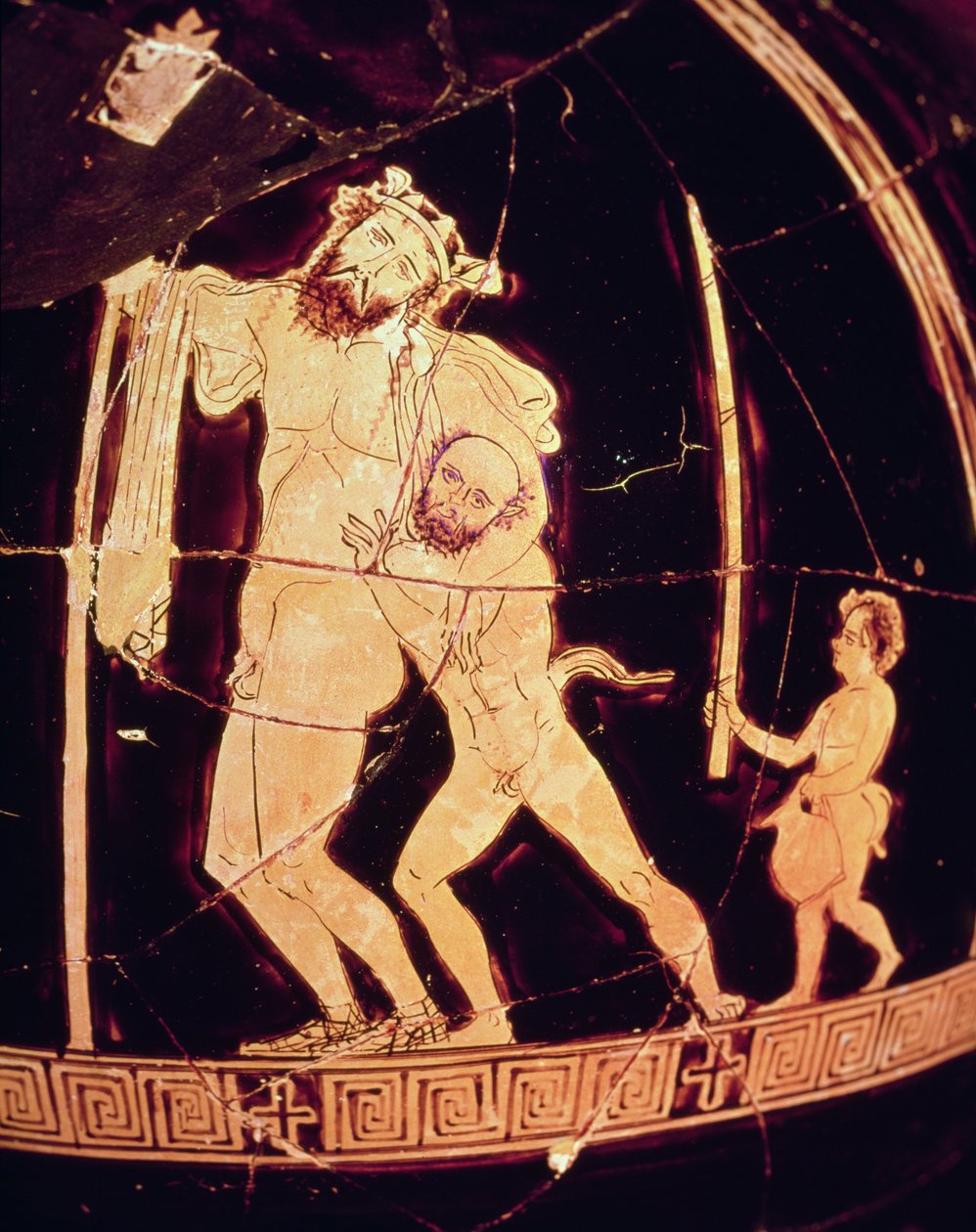 Ánfora de figuras rojas del Ática que representa una escena dionisíaca de Greek