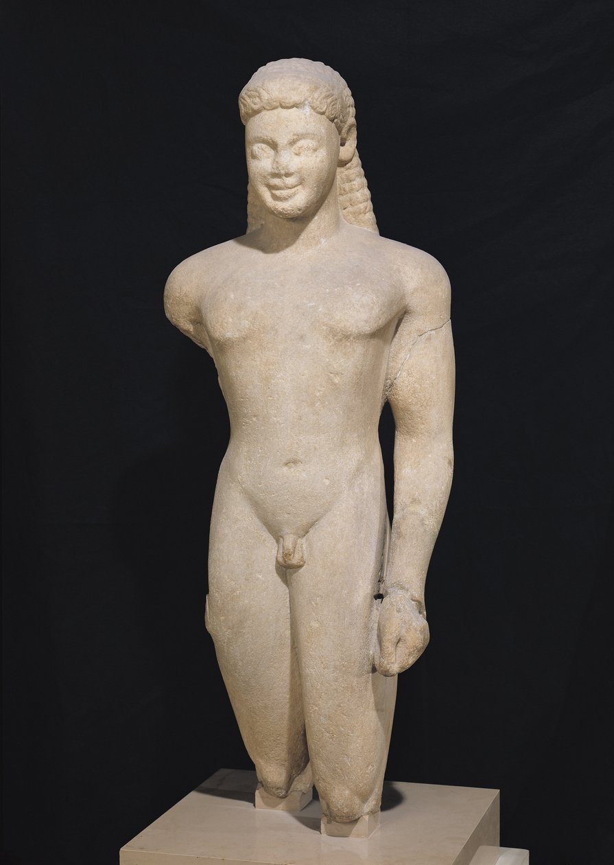 Kouros, de Paros, cerca del santuario de Asclepio, c.540 a.C. (mármol) de Greek