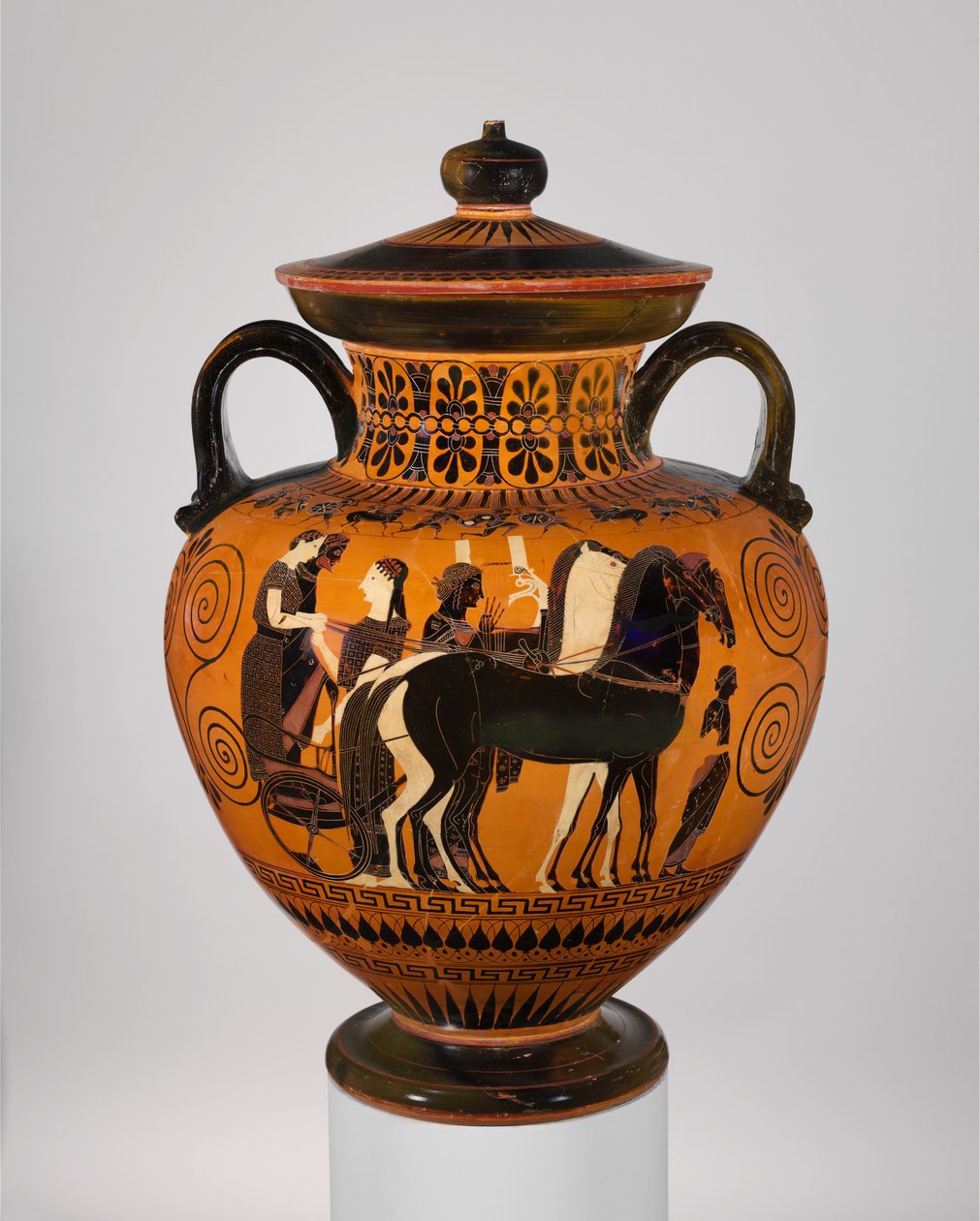 Ánfora de Cuello de Terracota con Tapa y Perilla, c.540 a.C. de Greek