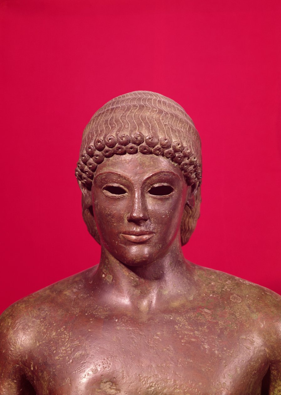 El Apolo de Piombino (detalle de la cabeza de la estatua) de Greek
