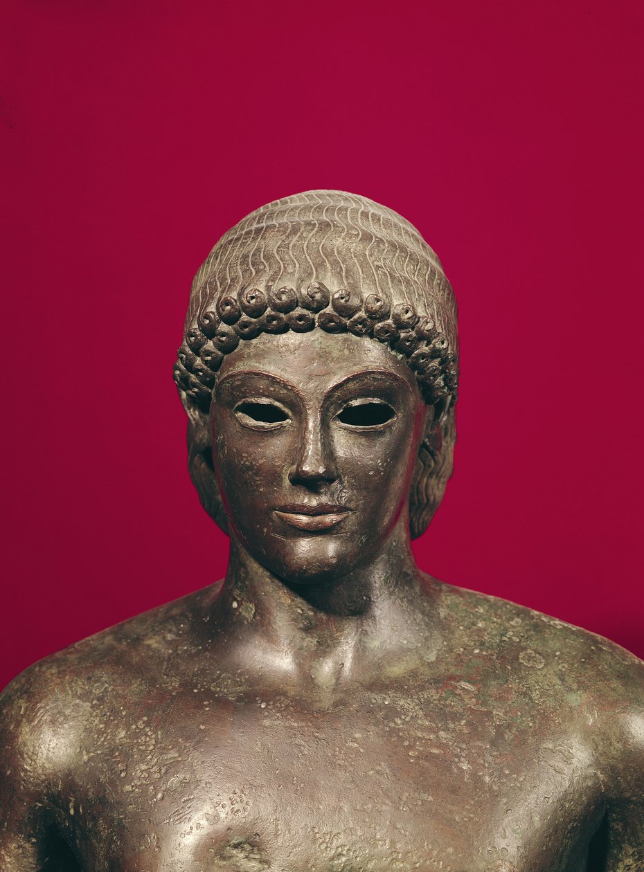 El Apolo de Piombino, cabeza de la estatua, encontrada en Benevento, Griega, c.480 a.C. de Greek