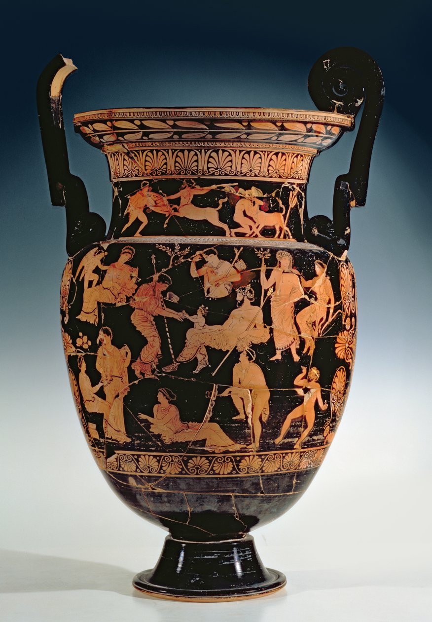 El nacimiento de Dionisio, crátera proto-apulia de figuras rojas, finales del siglo V a.C. - principios del siglo IV a.C. de Greek
