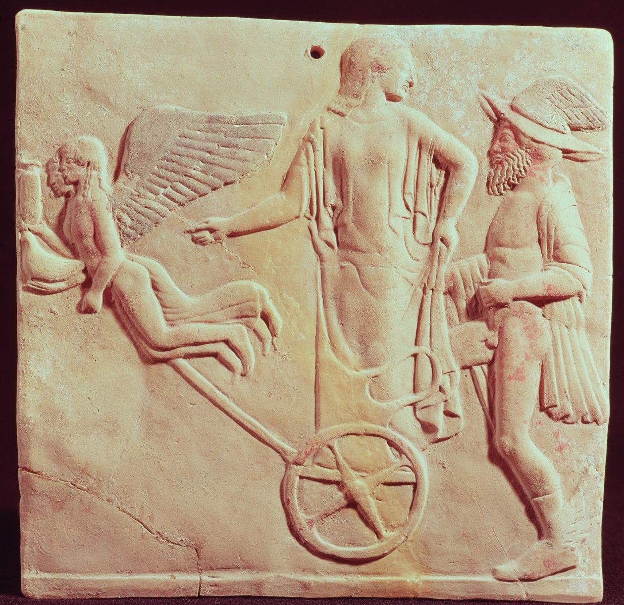 Afrodita y Hermes montando en un carro tirado por Eros y Psique, 470 a.C. de Greek