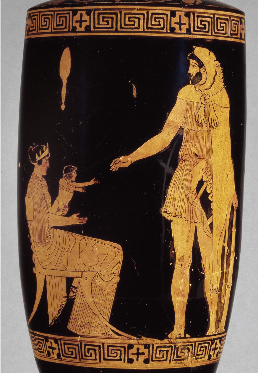 Lekythos de figuras rojas áticas que representa a Heracles (detalle) de Greek
