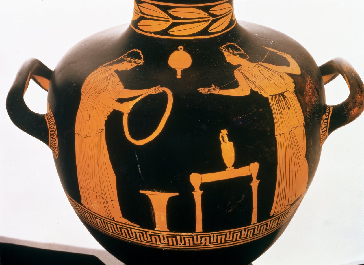 Detalle de una Hidria Ática de figuras rojas (cerámica) de Greek