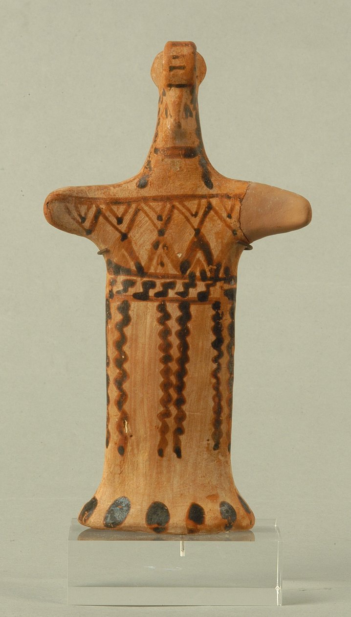 Figurilla de una mujer de pie, taller Beocio, Período Arcaico de Greek