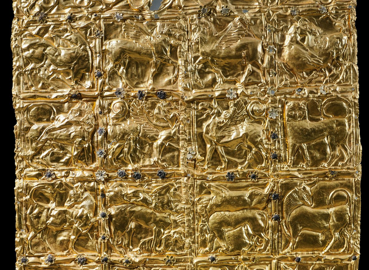 Lámina con decoración en relieve de Delfos (oro) (detalle) de Greek
