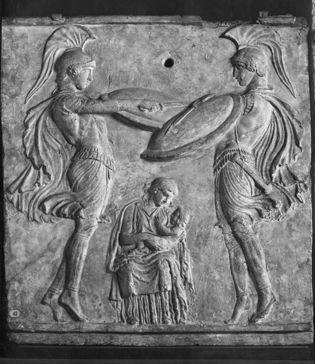 Placa Campana, Danza de los Curetes, de Myrina, Asia Menor de Greek