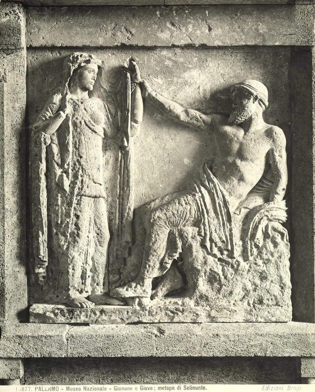 Zeus y Hera, metopa del Templo E en Selinunte, Sicilia de Greek