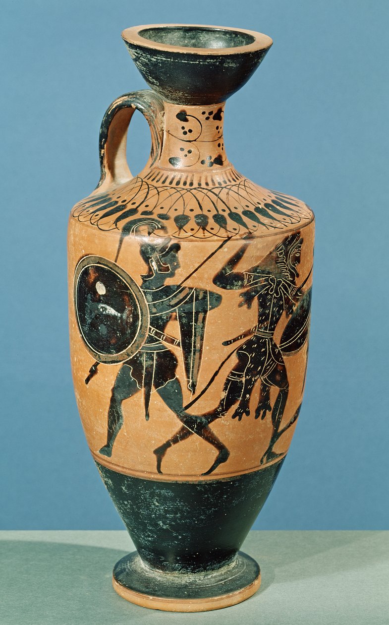 Lécito de estilo ático, que representa a Hércules y las Amazonas de Greek School
