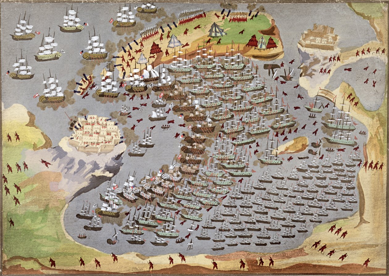 Batalla de Navarino el 20 de octubre de 1827, de la Historia Pictórica de la Guerra de Independencia Griega de Greek School