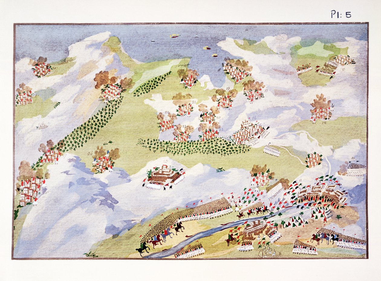 Batalla de la Posada en Gravia, placa 5 de Historia Pictórica de la Guerra de Independencia Griega por el General Makryjannis de Greek School