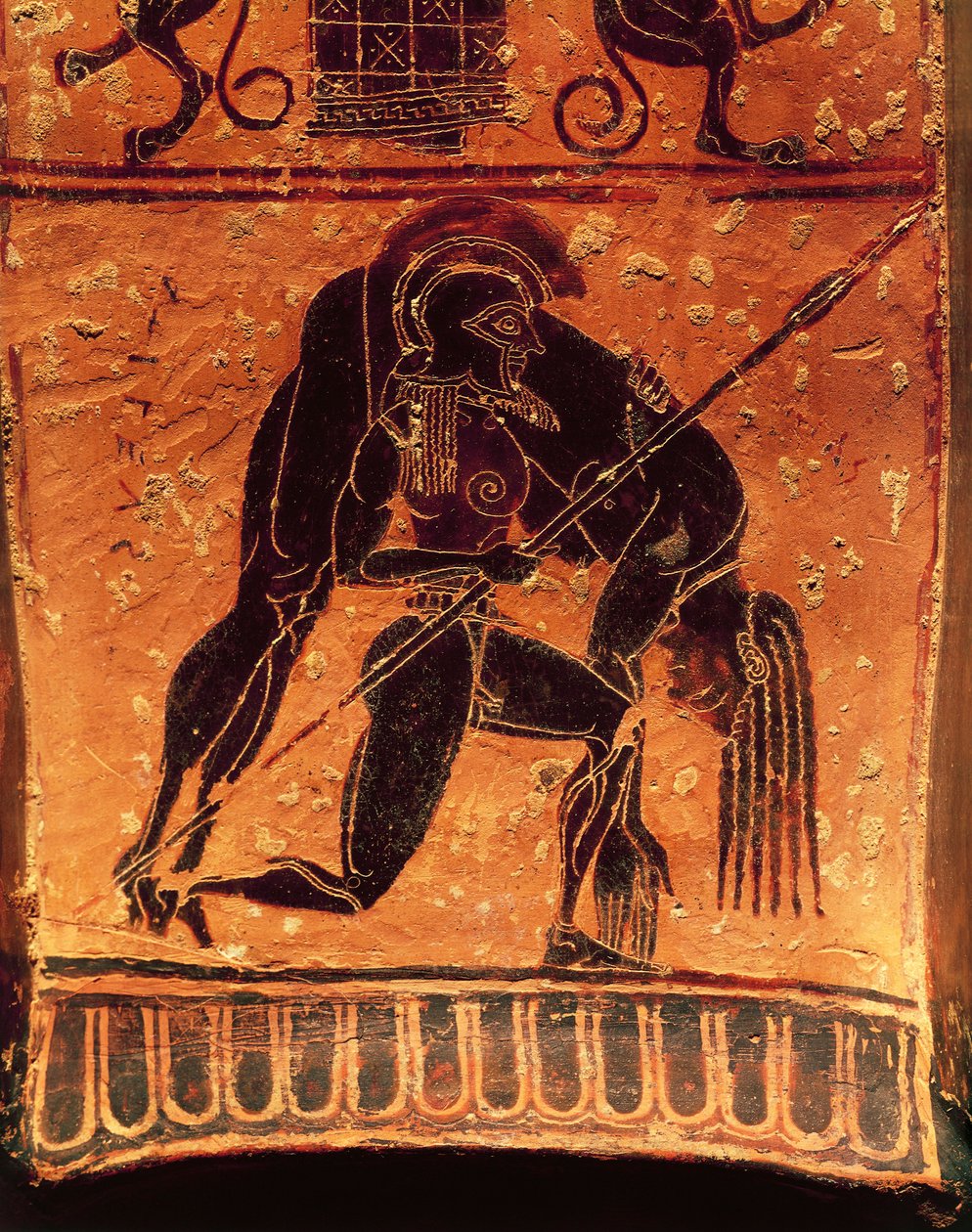Cerámica de figuras negras, jarrón de François, crátera de volutas áticas firmada por el alfarero Ergotimos y el pintor Kleitias (detalle) de Greek School
