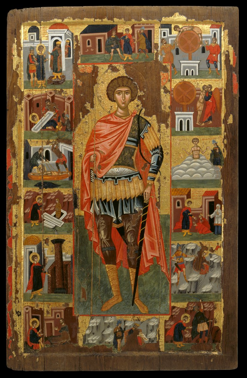 Icono de San Jorge con Escenas de su Vida de Greek School
