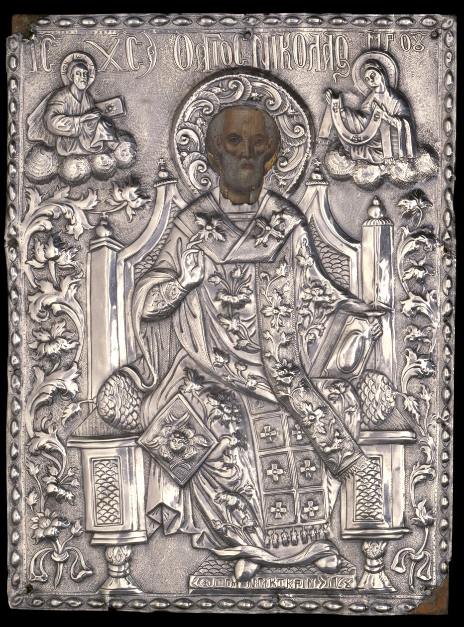 Icono de San Nicolás con Fundición de Plata, 1768 de Greek School
