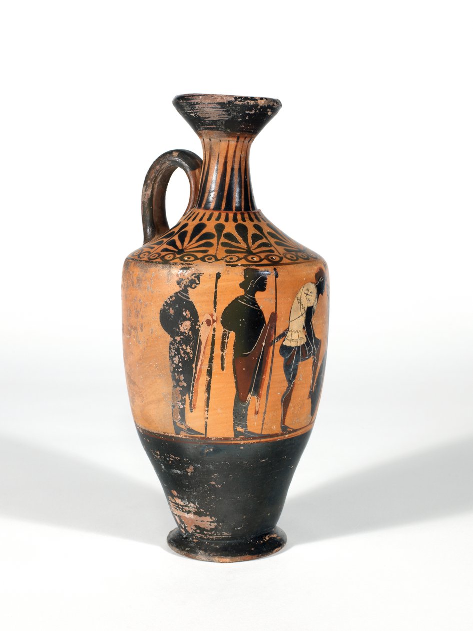 Lekythos, Guerreros armándose para la batalla, 510-500 a.C. de Greek School