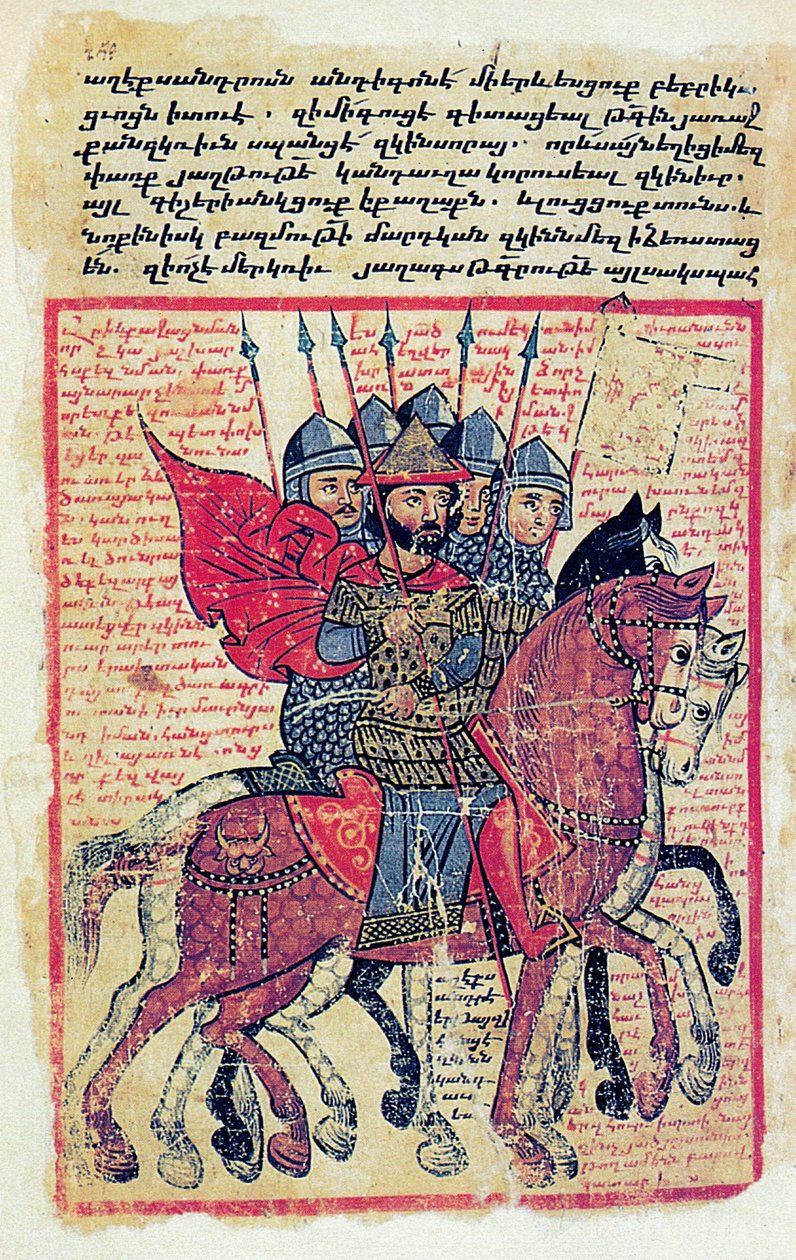 Escena militar de un manuscrito armenio del siglo XIV de Greek School