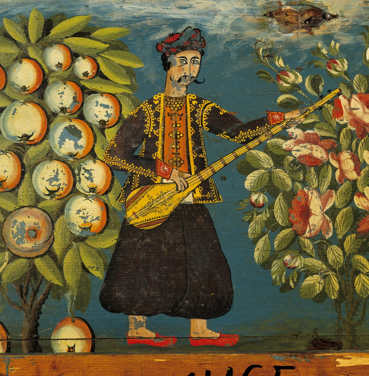(detalle) Músico de un cofre, de Mitilene, Lesbos, siglo XVIII-XIX de Greek School