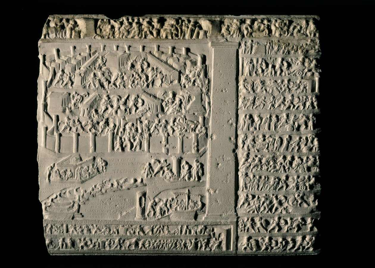 ARTE GRIEGO: Guerra de Troya. Tabula Iliaca con relieves del ciclo troyano, acompañados... de Greek School