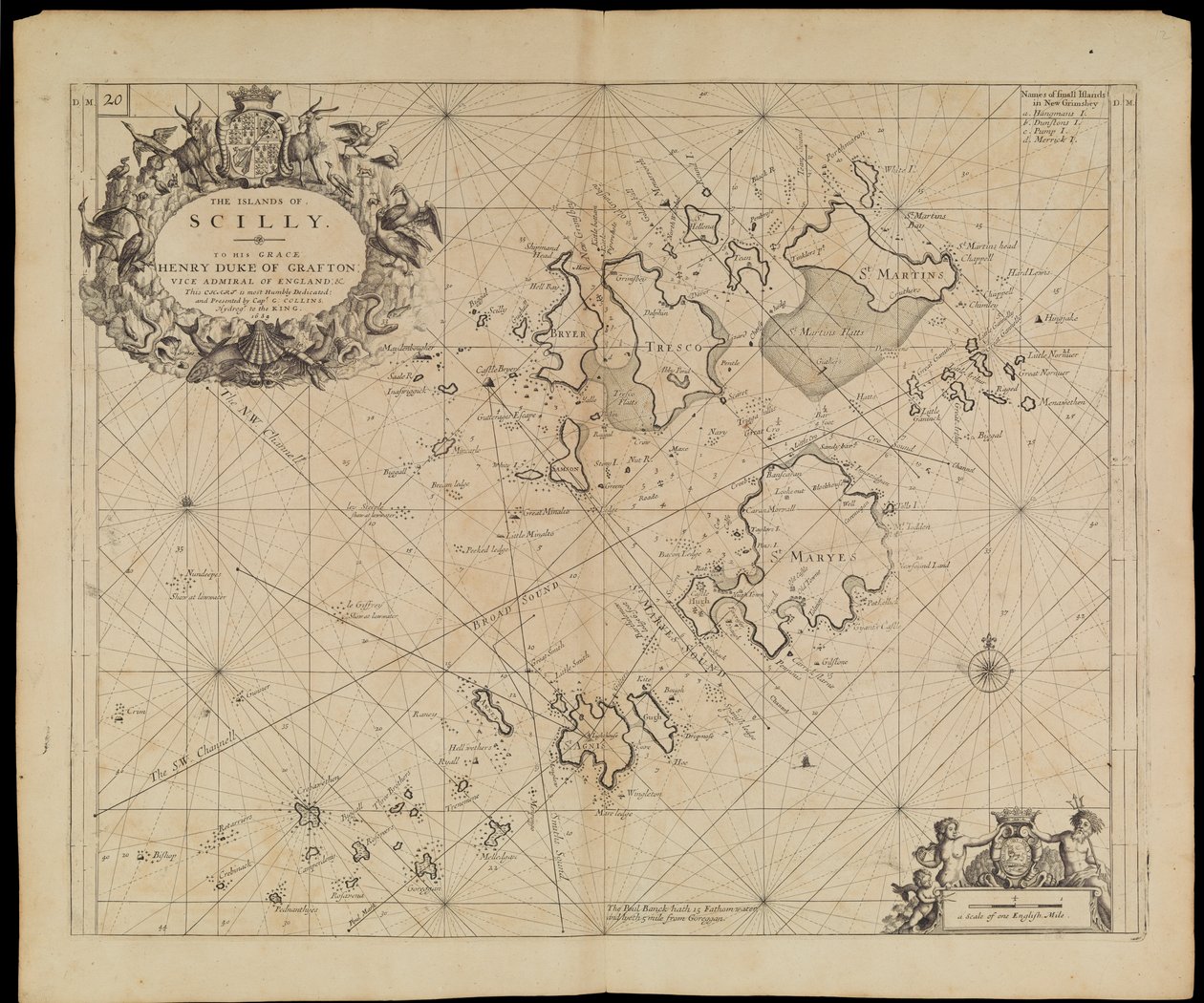 Carta de las islas Scilly, c.1693 (impresión) de Greenvile Collins