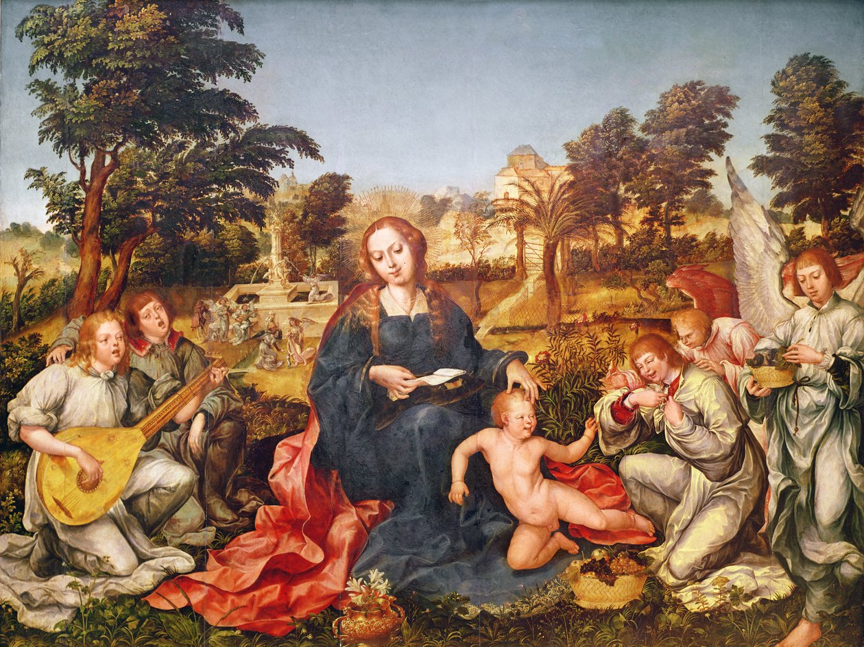 Virgen y Niño y ángeles, 1536-38 de Gregorio Lopez