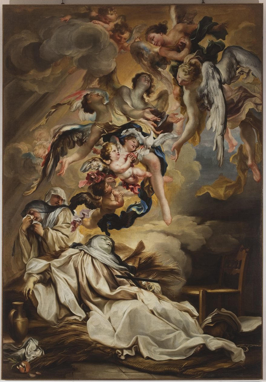 Muerte de Santa Escolástica, c.1700 (óleo sobre lienzo) de Gregorio De Ferrari