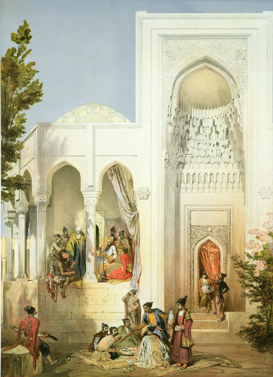 El Palacio del Khan de Bakú, península de Apsheron, lámina 42 de un libro sobre el Cáucaso, grabado por Mouilleron, Bayalos y Charles Claude Bachelier, pub. por Alfred Leon Lemercier, 1847 de Grigori Grigorevich Gagarin