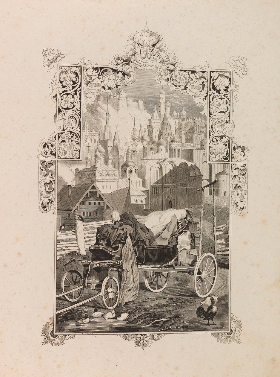 Frontispicio de la novela corta Tarantas El Tarantass de Vladimir Sollogub, 1845 de Grigori Grigorevich Gagarin