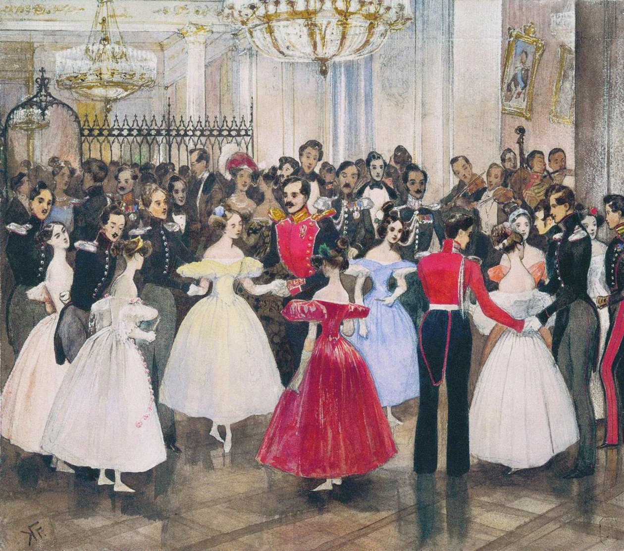 El baile en la casa de la Princesa María Baryatinskaya, 1830s de Grigori Grigorevich Gagarin