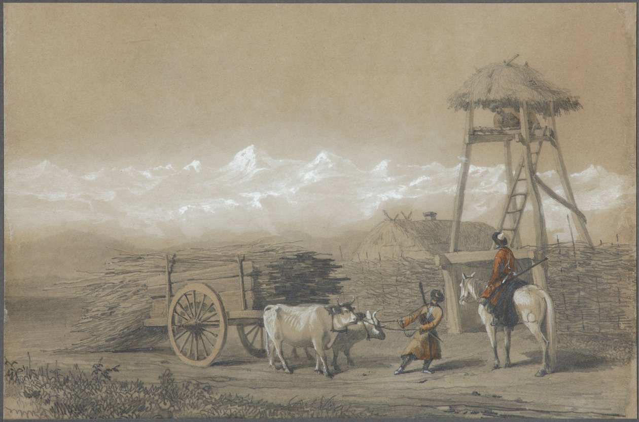 El fuerte de los cosacos en el Cáucaso, 1846 de Grigori Grigorevich Gagarin