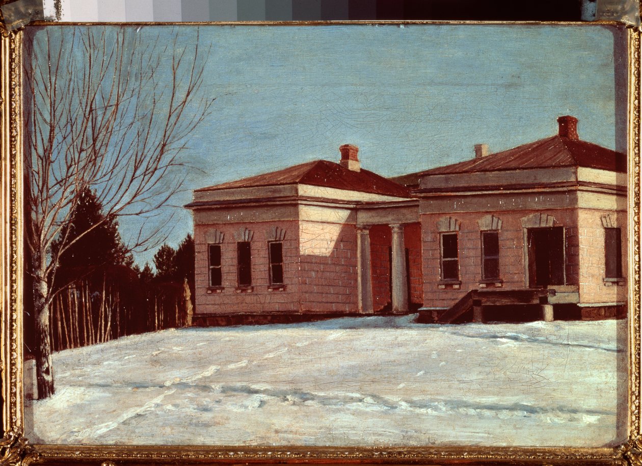 Vue du manoir Milyukov a Ostrovski (Russie) - Vista de la casa solariega de Milyukov en Ostrovki - Pintura de Grigori Vasilyevich Soroka (1823-1863), huile sur toile - Art russe de Grigori Vasilievich Soroka