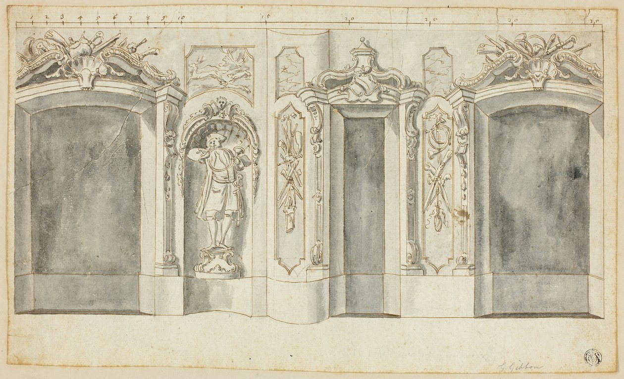 Pared con diseños de caza de Grinling Gibbons