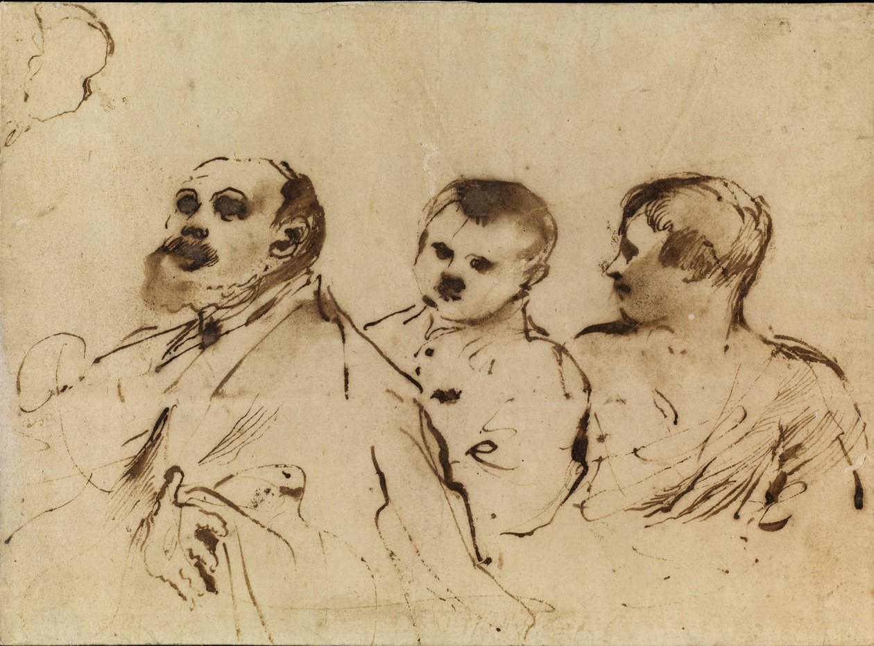Un obispo con dos niños de Guercino