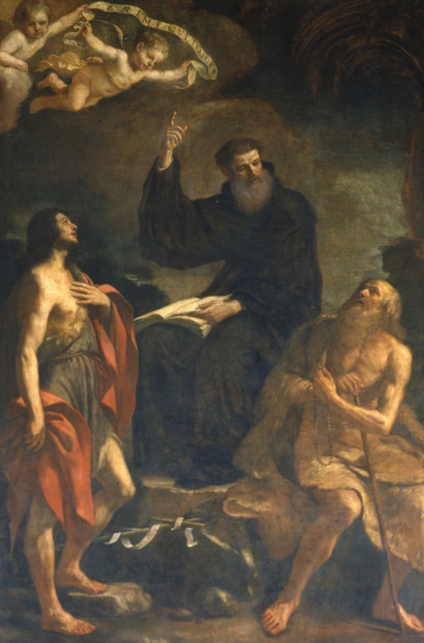San Agustín, San Juan y San Jerónimo de Giovanni Francesco Barbieri